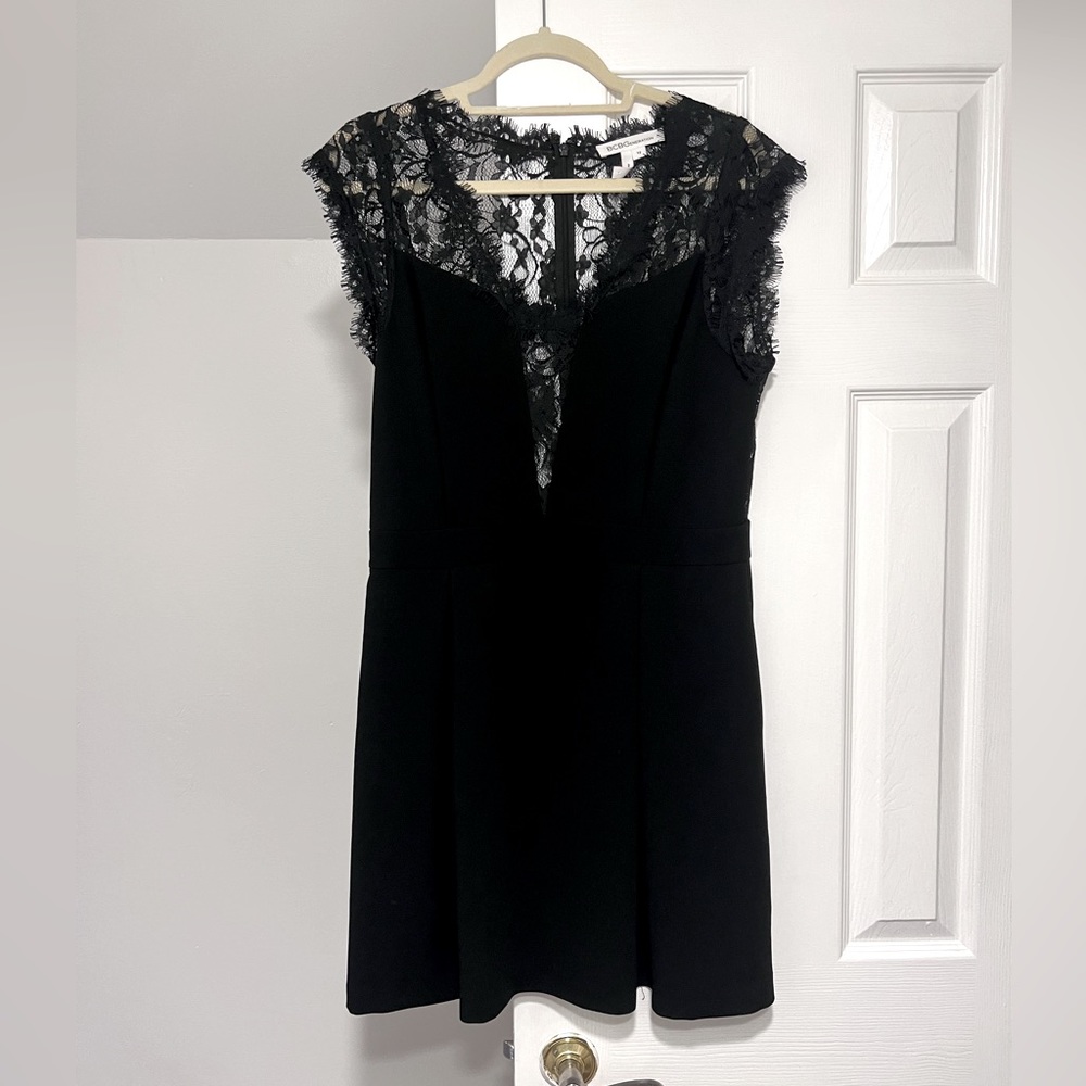 BCBG Black Dress with Full Lace Back, Size 12